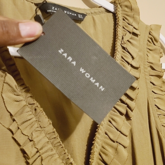 Zara Woman | Khaki Green/Brown Sleeveless Mini Dress (Size XS) - Picture 7 of 14